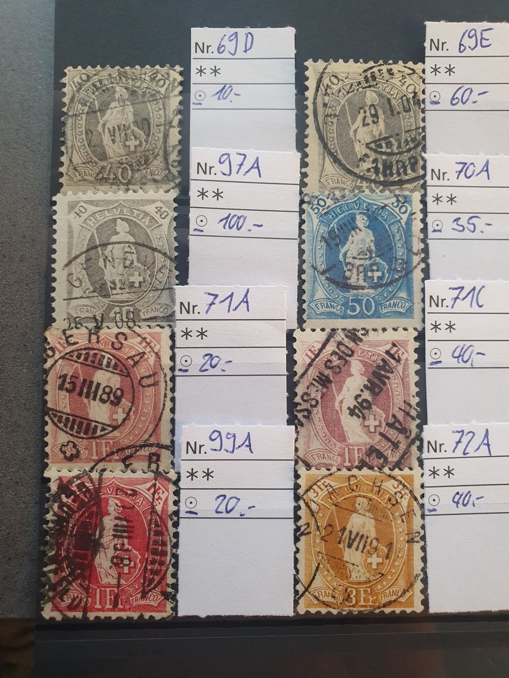 Tutti i francobolli: Lot Stehende Helvetia Kat. 2109.- – Usato da Balgach venduto da SIMEON27 4