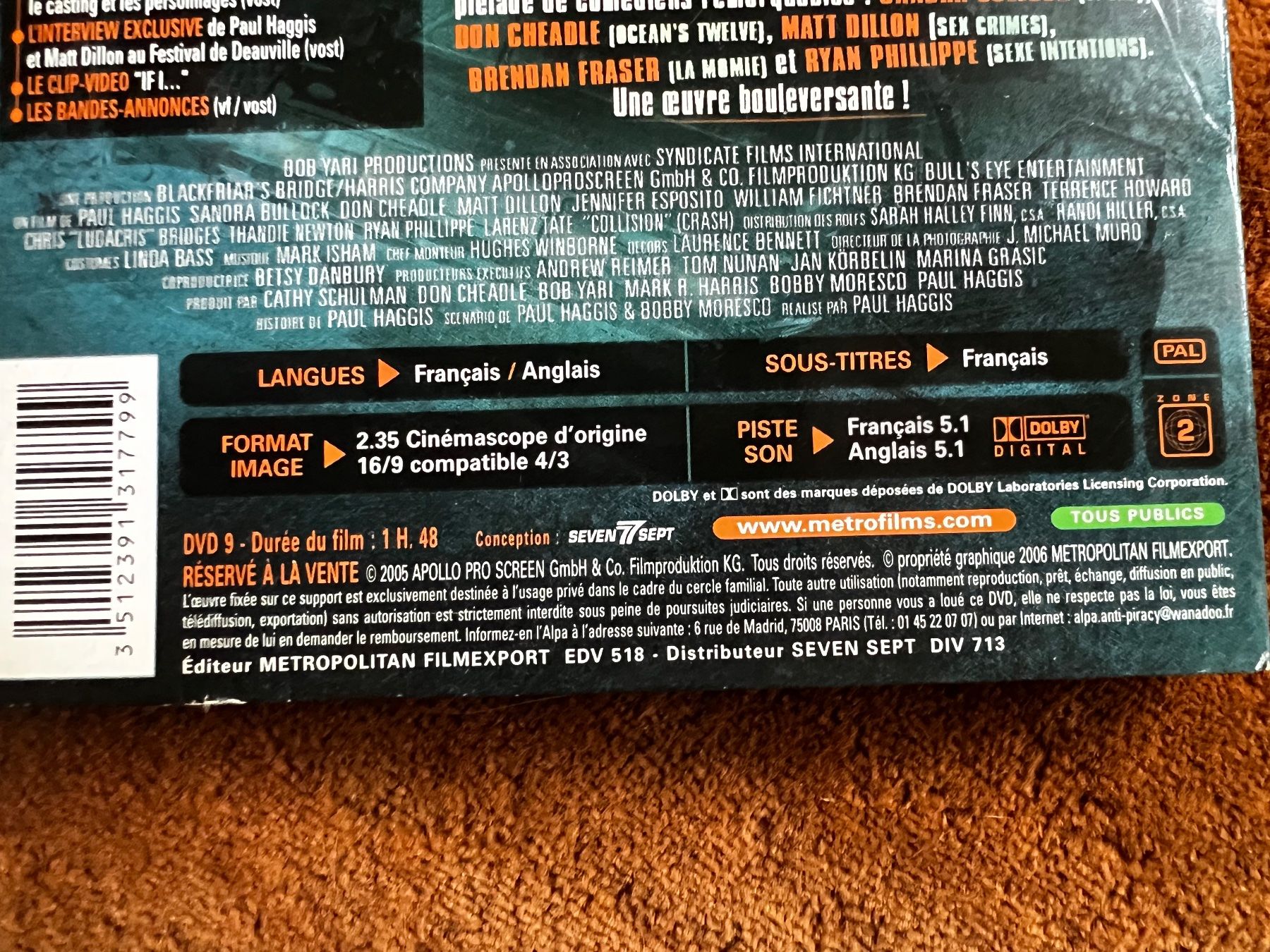 Tutti i DVDs: DVD Collision (FR/EN) Sandra Bullock – Usato da Bouveret venduto da Feelgoodtrading 2
