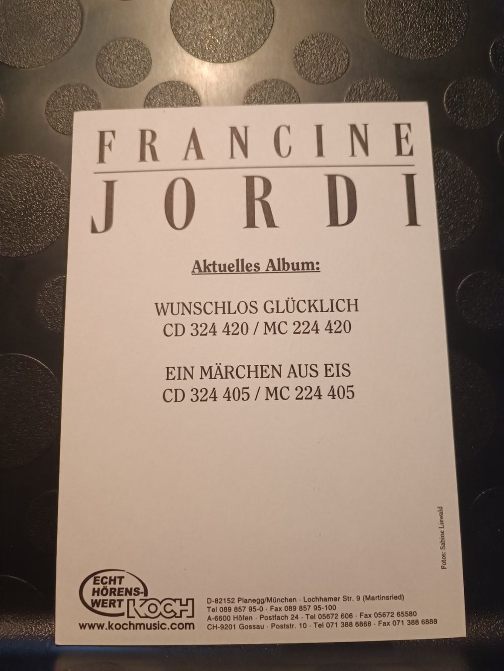 Autografi: Francine Jordi - handsignierte Autogrammkarte – Usato da Menziken venduto da Artographs 1