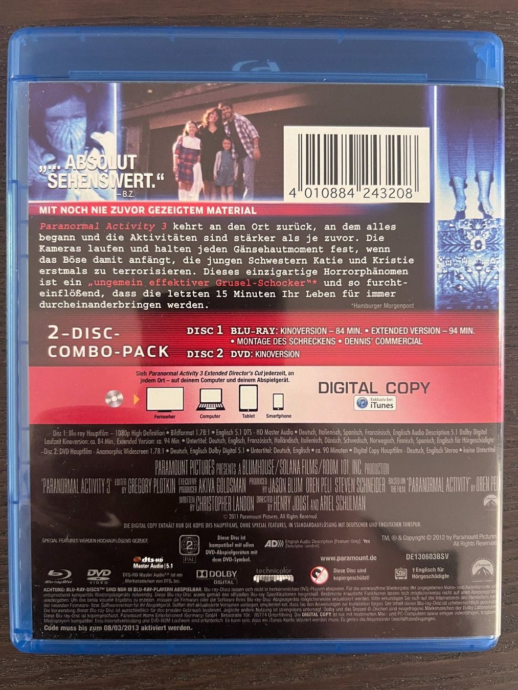 Alle DVDs: Paranormal Activity 3 – Gebraucht aus Zürich von Blu-ray_ZH 1
