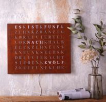WordClock Eisen Rost - Elegante Wortuhr im Industrial Stil