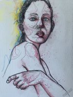 Bild Zeichnung Gemälde auf Leinwand Portrait Frau Mädchen