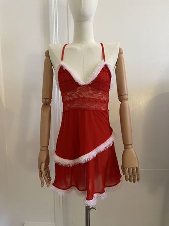 Sexy Santa Babydoll Lingerie Red Dress - size S