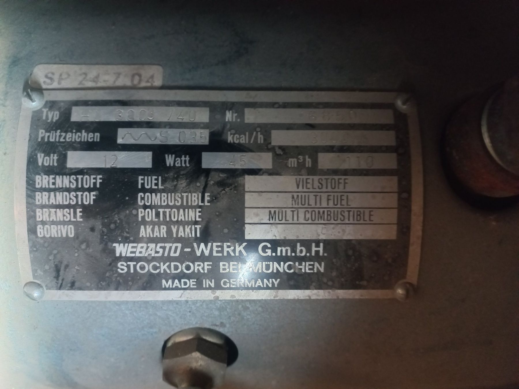 Heizgeräte: Oldtimer Webasto HL 3003 /40 Standheizung 12V 45 W Vielstoff – Gebraucht aus DULLIKEN von Lerchclassicdulliken 6