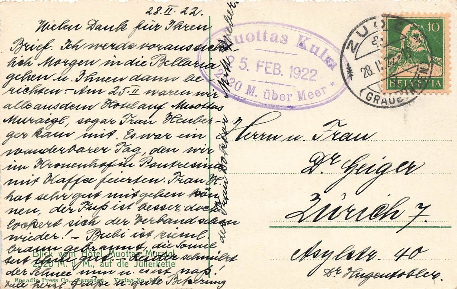 Ansichtskarten: Hotel muottas kulm – Gebraucht aus Biasca von Blenio71 1
