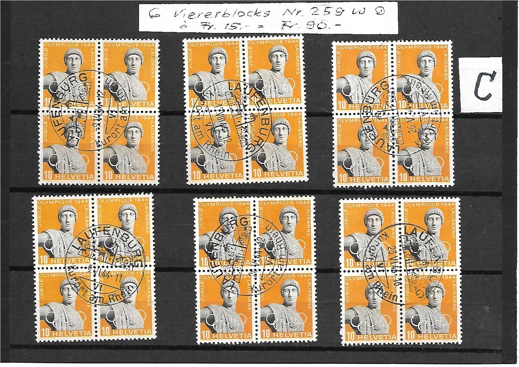 Alle Briefmarken: 1944 : Olympia ; interessante Komposition – Gebraucht aus Reinach BL von eiche419 2