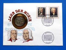 Jahr der Musik 1985 - 5 Mark inkl. 60/80Pf Marken, ETB