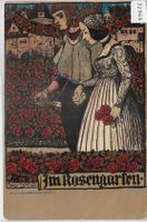 Im Rosengarten - Künstlerkarte Ferd Spiegel