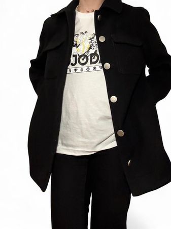 black chicorée button up coat with pockets, size s