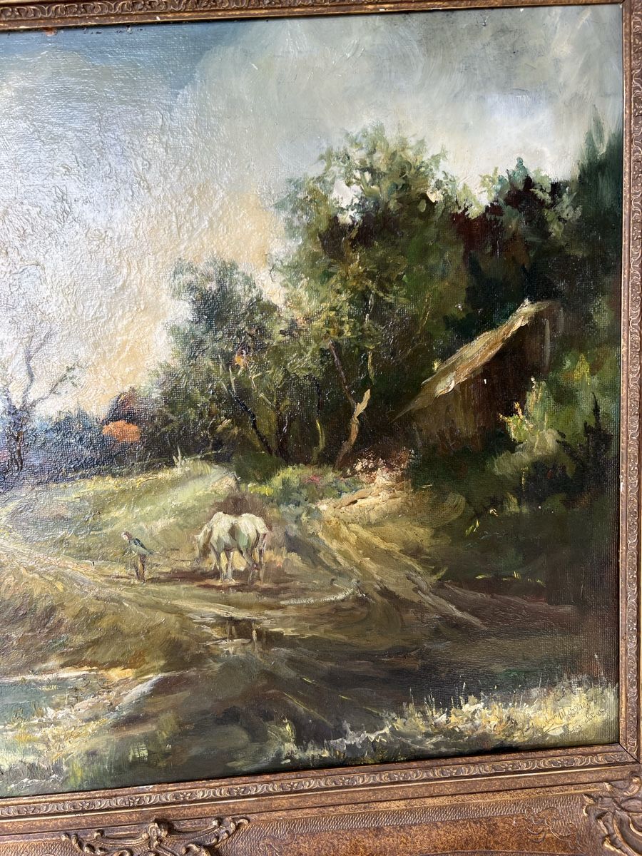 Tableaux: Landschaft mit Bauer Gemälde sign Marti Mooser – D'occasion à Hombrechtikon par vespa1954 2