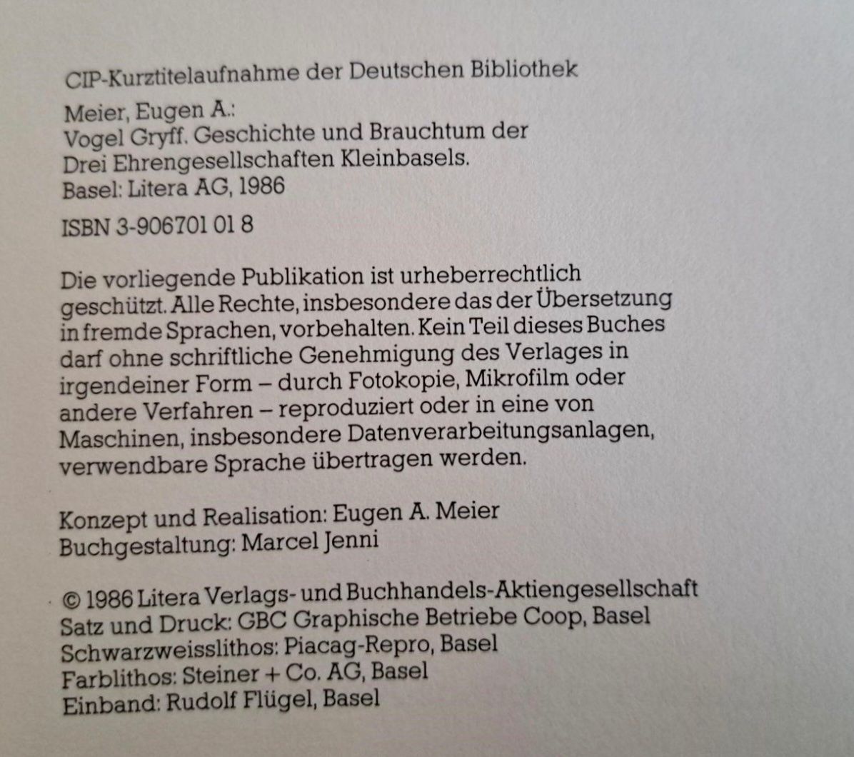 Bücher: Buch Eugen A. Meier „Vogel Gryff“, 1986 – Gebraucht aus Wallbach von paxnic 2