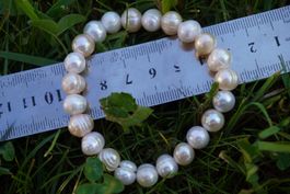 Perlen Gross Weiss  Armband mit Gummizug