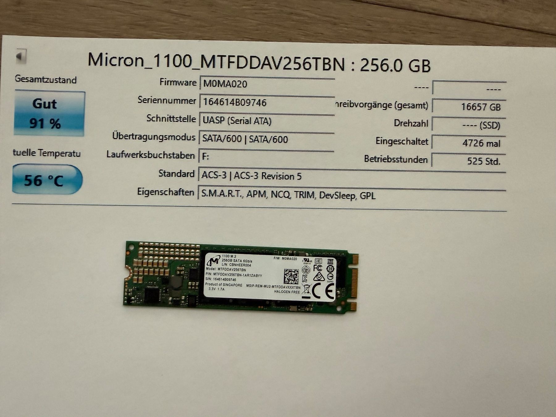 Dischi rigidi: Micron 256GB SSD – Usato da Siebnen venduto da icrservicesolutions