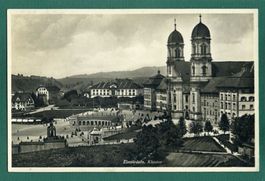 Einsiedeln, Kloster, 1935, belebt, gelaufen