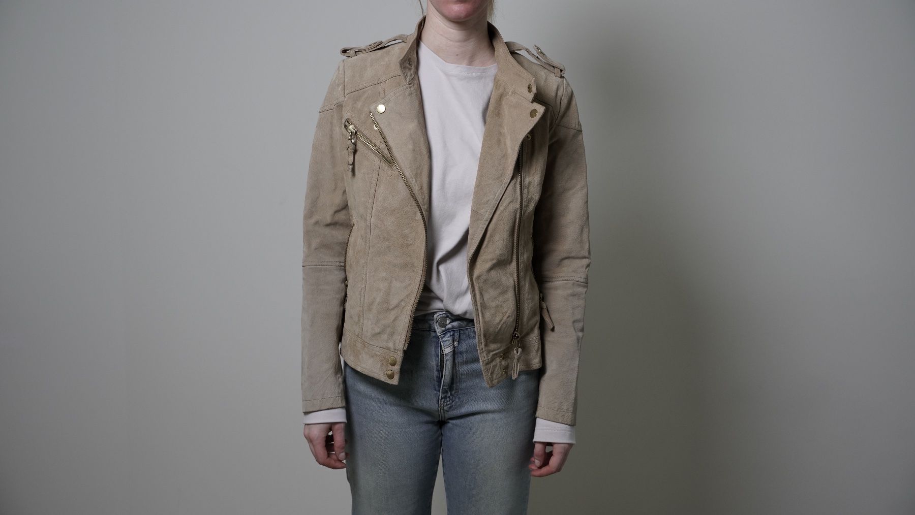 Mango Giacche: Mango Lederjacke Wildleder Jacke Bomber hellbraun beige – Nuovo (secondo la descrizione) da Zürich venduto da julia_vina 3