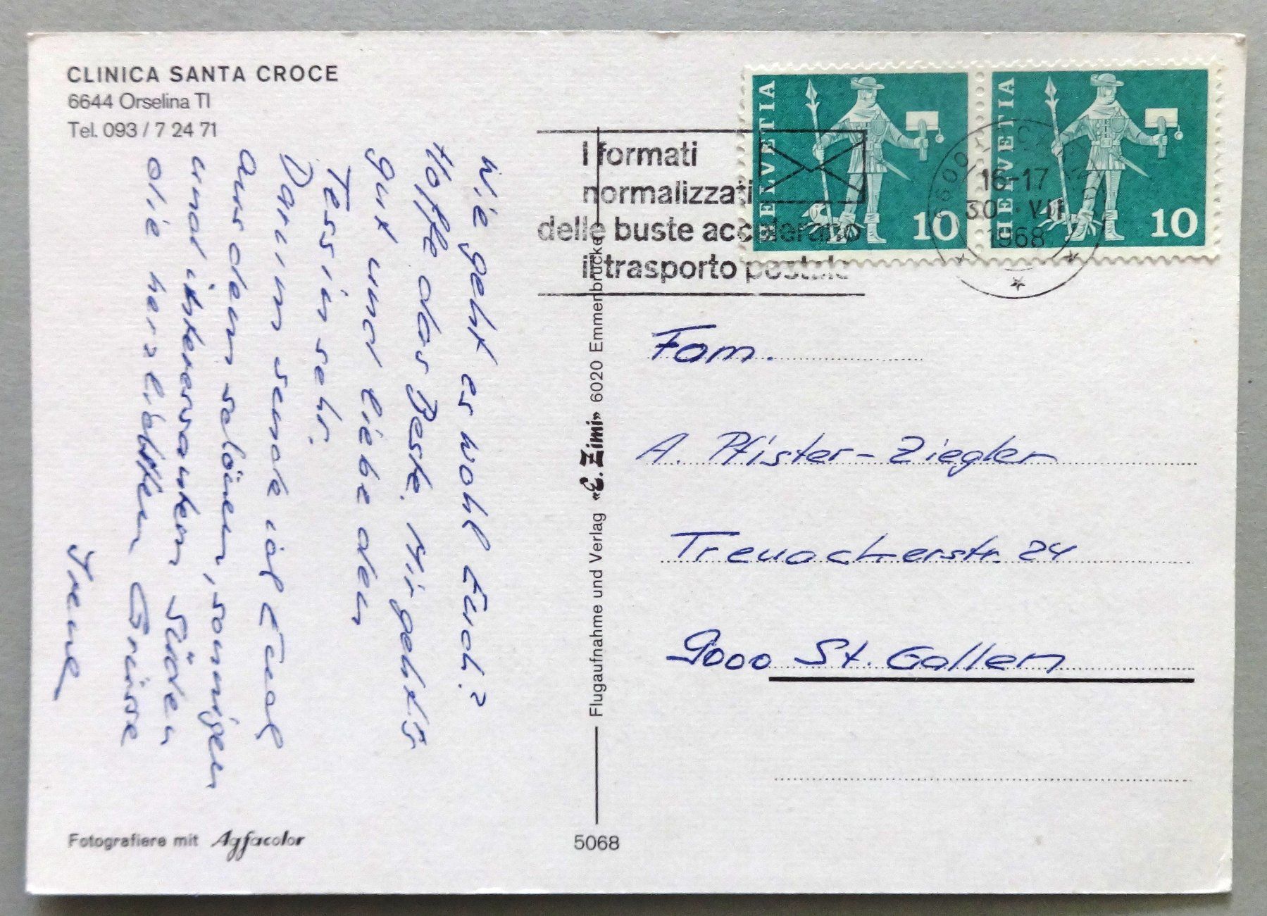 Cartoline postali: Clinica Santa Croce, Orselina – Difettoso da Fétigny venduto da Billy2miny 1