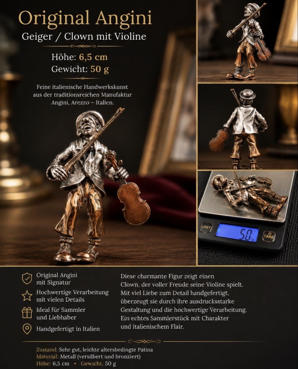 Figuren: Original Angini Geiger/Clown mit Violine 6,5cm – Gebraucht aus Brunnen von 0fi_67dj