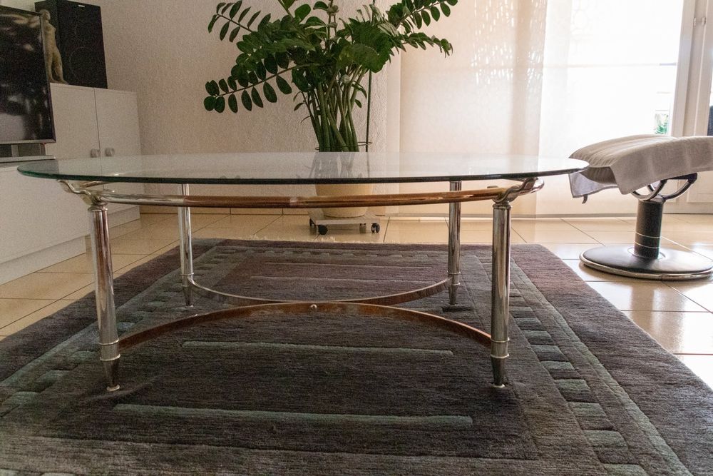 Tables: Hohnert Design Couchtisch - Metallgestell mit Glasplatte – D'occasion à Sempach Station par Semion 2