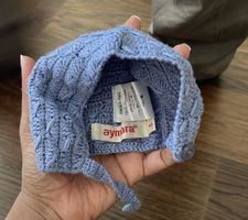 Cute newborn wool hat with strap under chin
