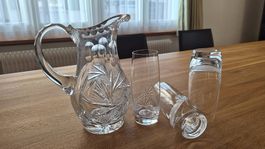 Kristall Glaskrug mit 6 Gläser