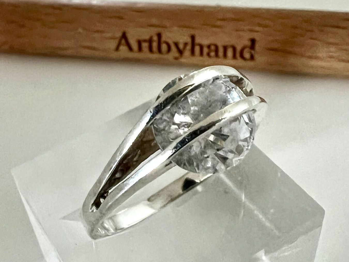 Anelli: Designer Silber Ring 925 mit 9mm schwebendem Zirkonia – Usato da Ruswil venduto da artbyhand 2