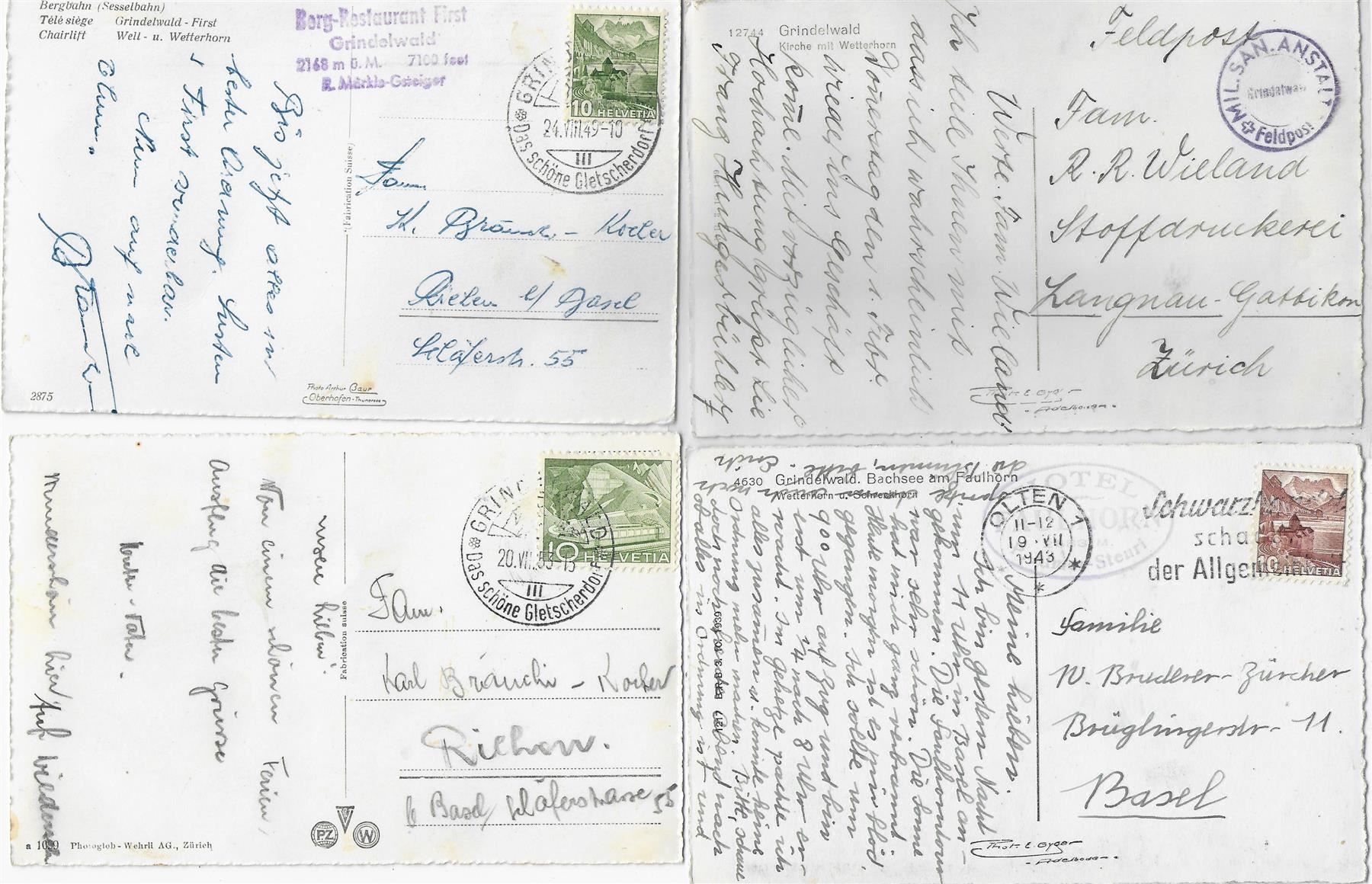 Ansichtskarten: 4 AK Grindelwald – Gebraucht aus Ettingen von Kartenplanet 1