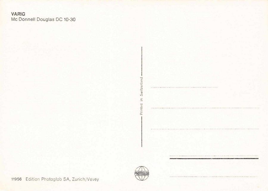 Cartoline postali: Varig McDonnell Douglas DC 10-30, Maximumkarte – Usato da Frauenfeld venduto da POML 1