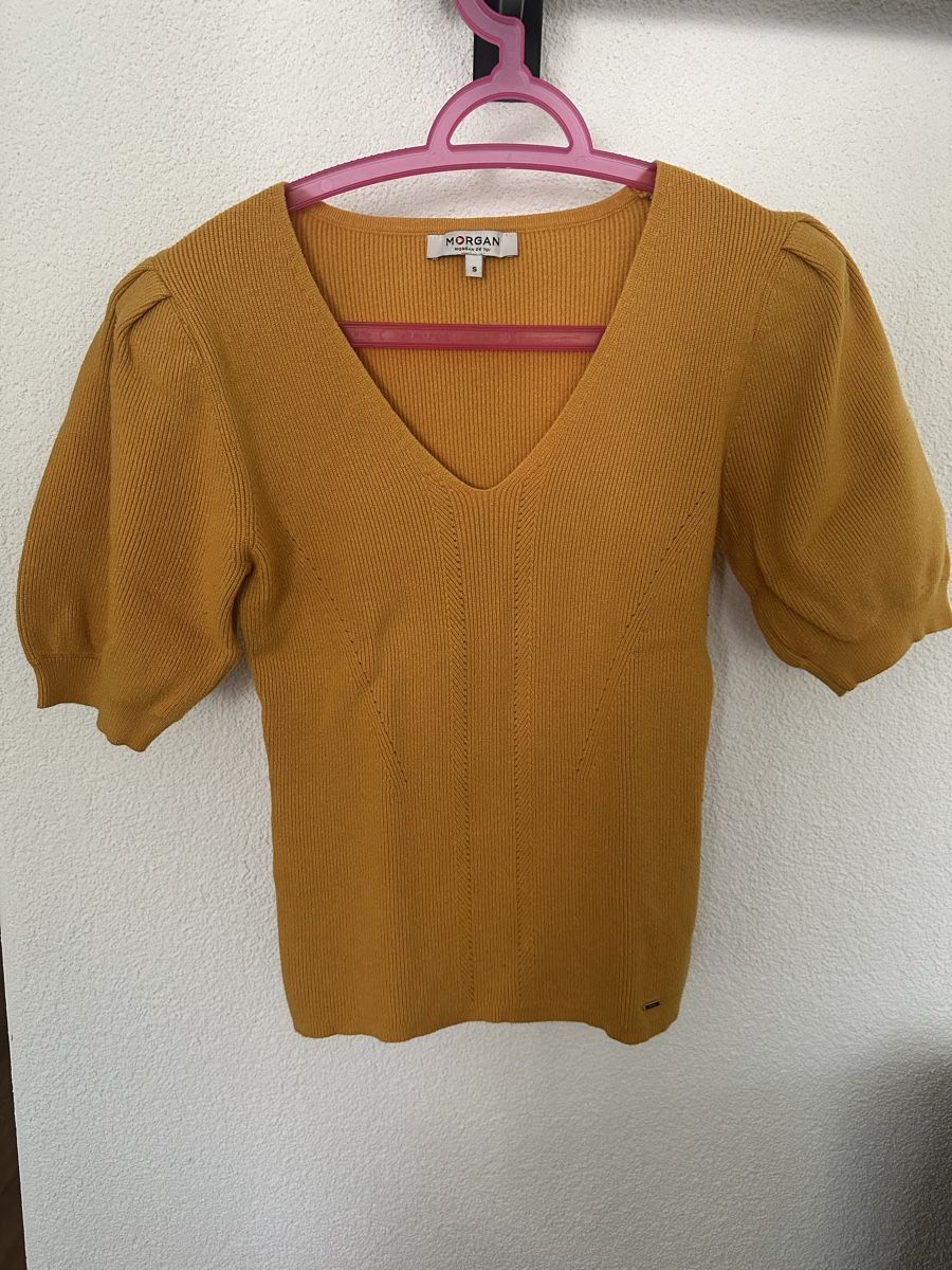 Morgan T-Shirts: Strickshirt Morgan gelb mit Puffärmeln Grösse S  – Gebraucht aus Glattbrugg von SMusic98
