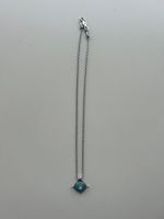 Vintage Silver Pendant Necklace with Green Stone Accent