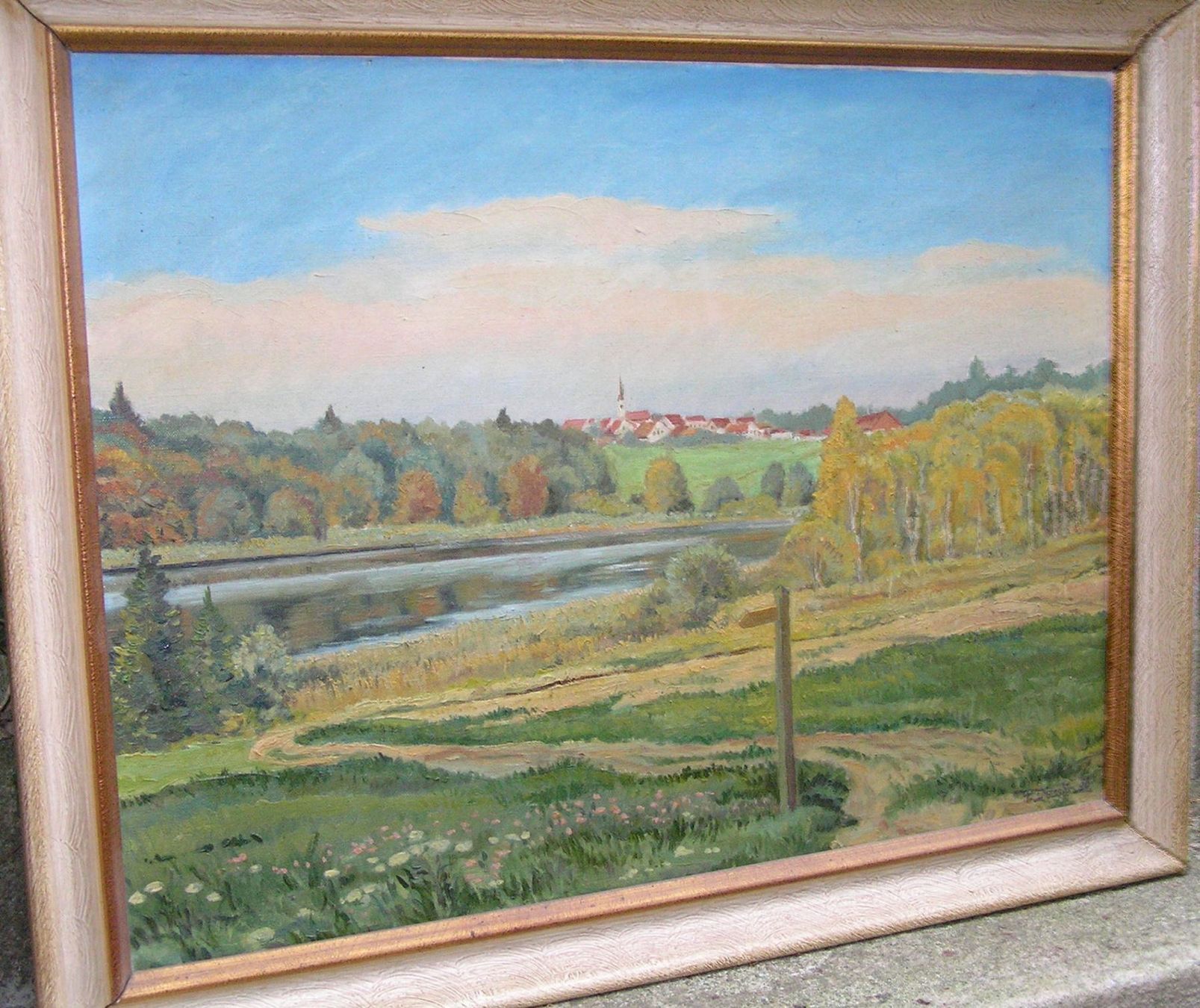 Gemälde: Oelbild Leinwand Paul Diesslin Ortsbild See – Gebraucht aus Frauenfeld von Astra13 1
