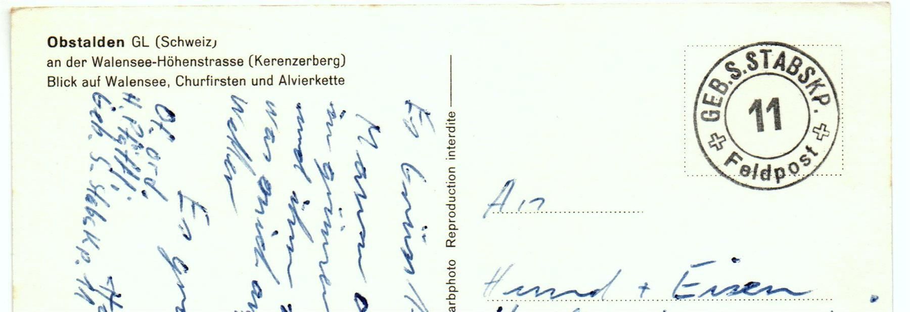 Cartoline postali: OBSTALDEN an der Walensee-Höhenstrasse – Usato da Jona venduto da philajona 1