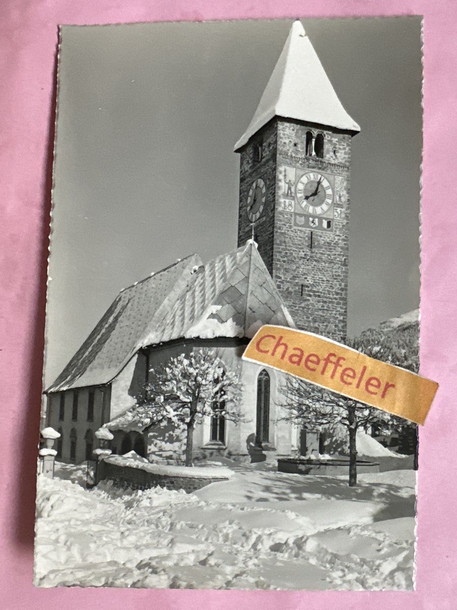 Cartes postales: Klosters, evang. Kirche. – D'occasion à Zürich par Chaeffeler