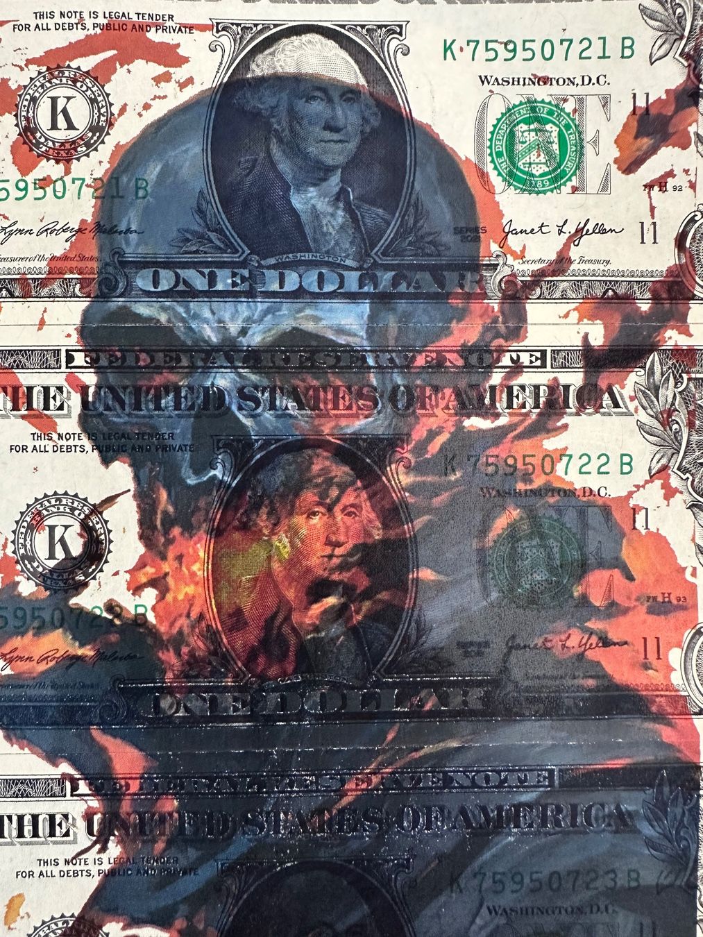 Dipinti: KeC: Deadly Dollars, Geldkunst, Echte Dollars, UNIKAT – Nuovo (secondo la descrizione) da Meilen venduto da Smgdesign 2