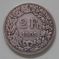 098 MZ, CH 2 FRANKEN 1903 B, SILBER, s-ss