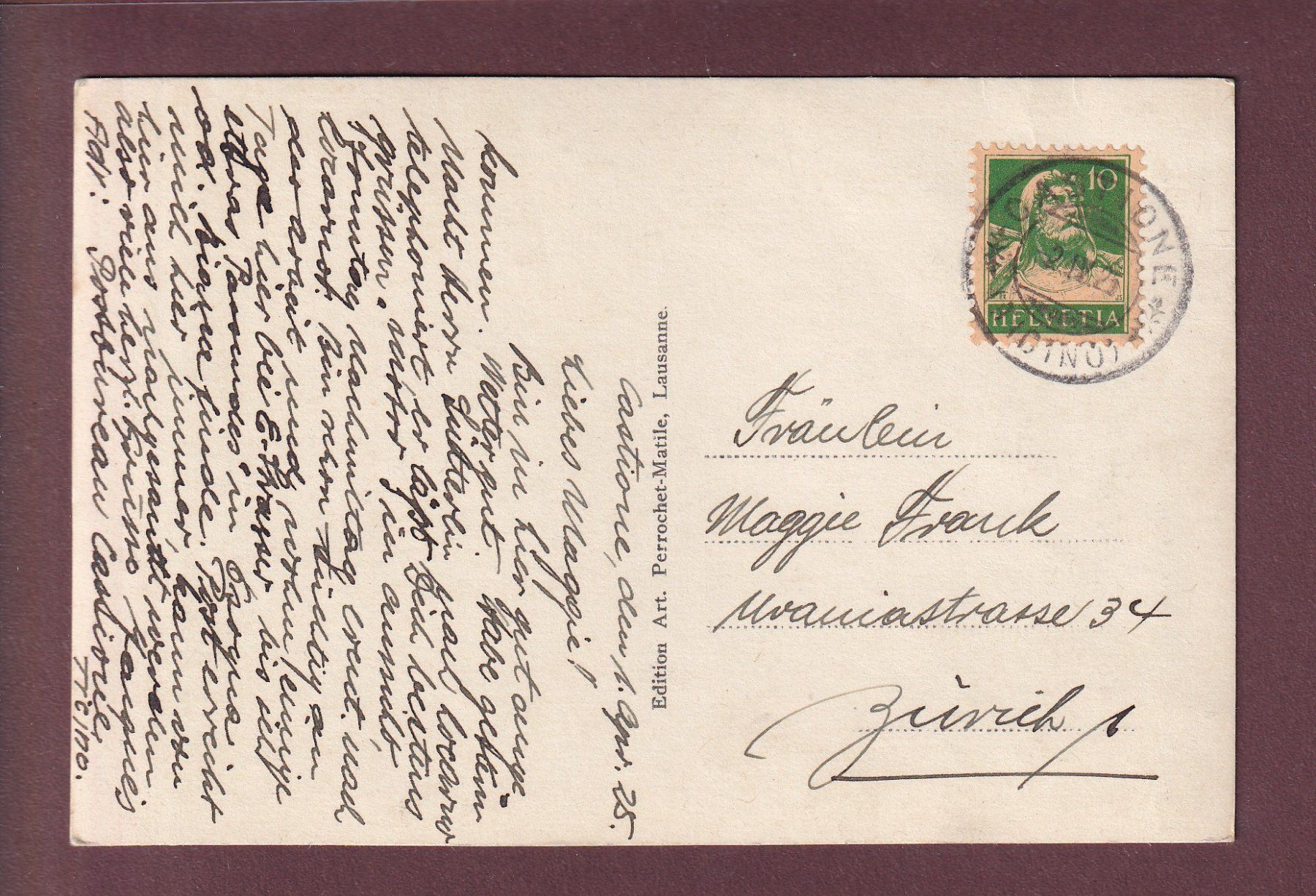 Ansichtskarten: BELLINZONA - Pizzo Claro - 1925 – Gebraucht aus Pully von nicecards 1