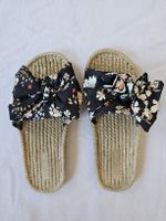 Sommer-Pantoletten, Gr. 39, mit Schleife - Neuwertig!