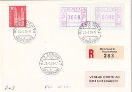 R - FDC ATM Typ 3  8023 Zürich 23 Hauptbahnhof 23.3.79