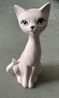 Chat en céramique couleur rose bonbon