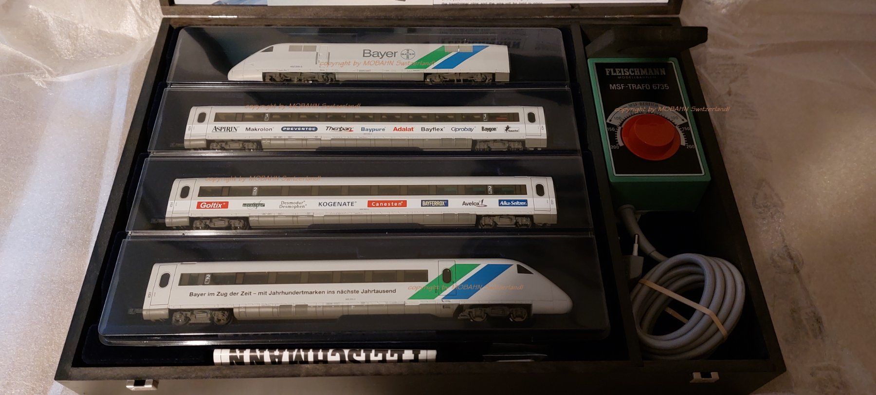 Fleischmann Modellini di ferrovie: Fleischmann Startset ICE 2 "Bayer" Limited Edition RARITÄT! – Nuovo e nell'imballaggio originale da Rotkreuz venduto da MOBAHN-1zu87 4