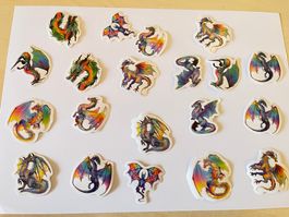 Farbige Drachen Sticker Set
