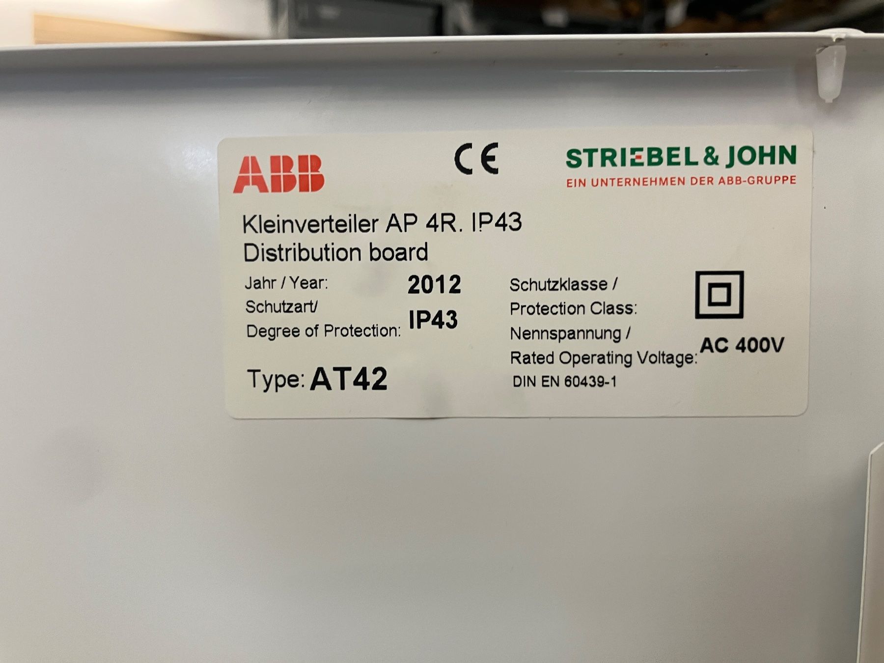 ABB Alimentazione elettrica: ABB Kleinverteiler AP 4R IP43 Distribution Board AT42 2012 – Usato da Dübendorf venduto da sdbu-frappant 1
