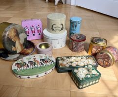 13 Blechdosen verschiedene Motive und Grössen guter