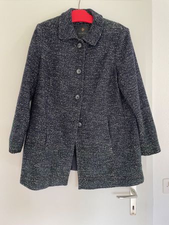 Wollmantel blau-weiss meliert, Gr. 46 - fast wie neu