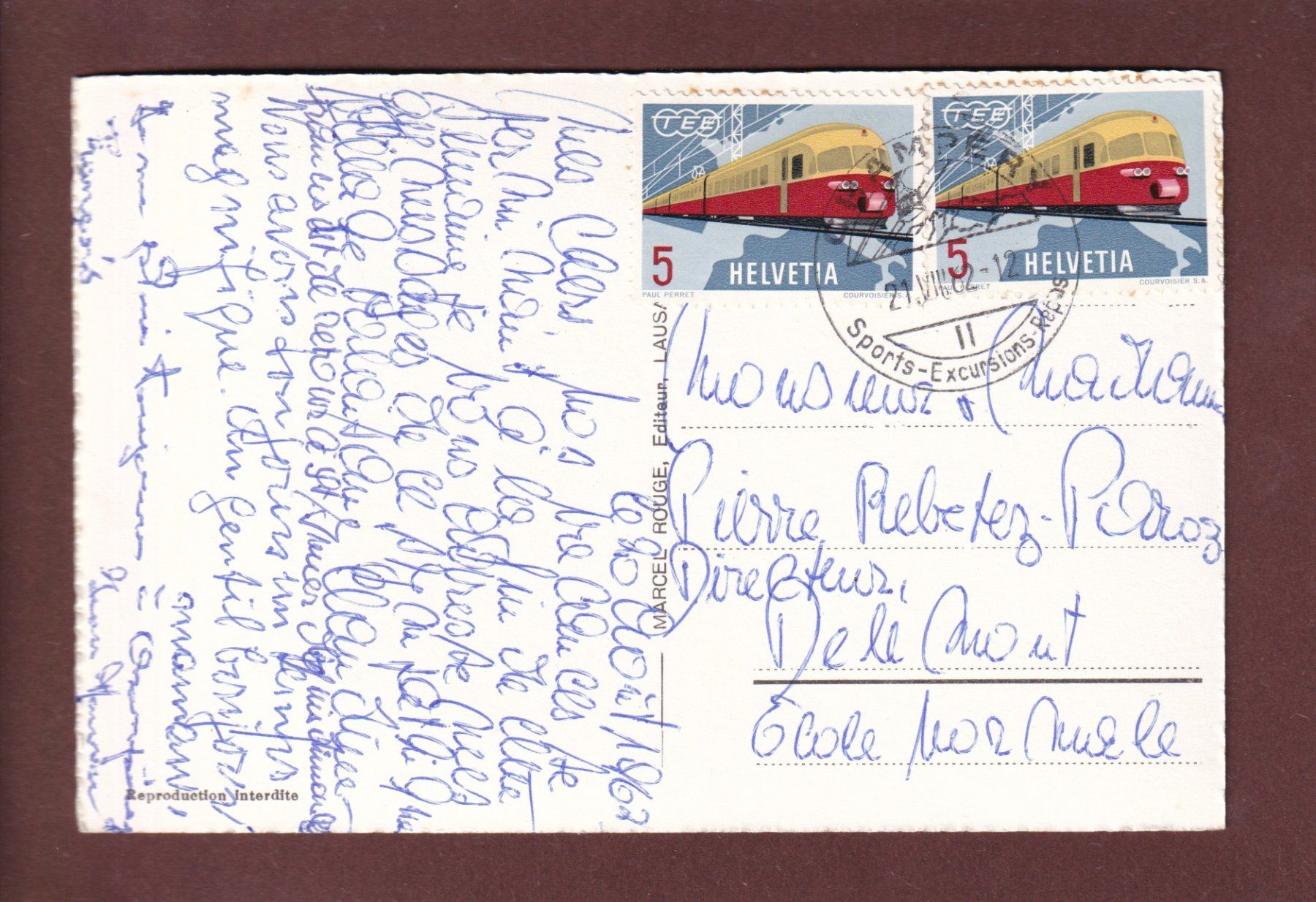 Cartoline postali: CHAMPERY - Eglise - Grand Bazar - 1962 – Usato da Pully venduto da nicecards 1