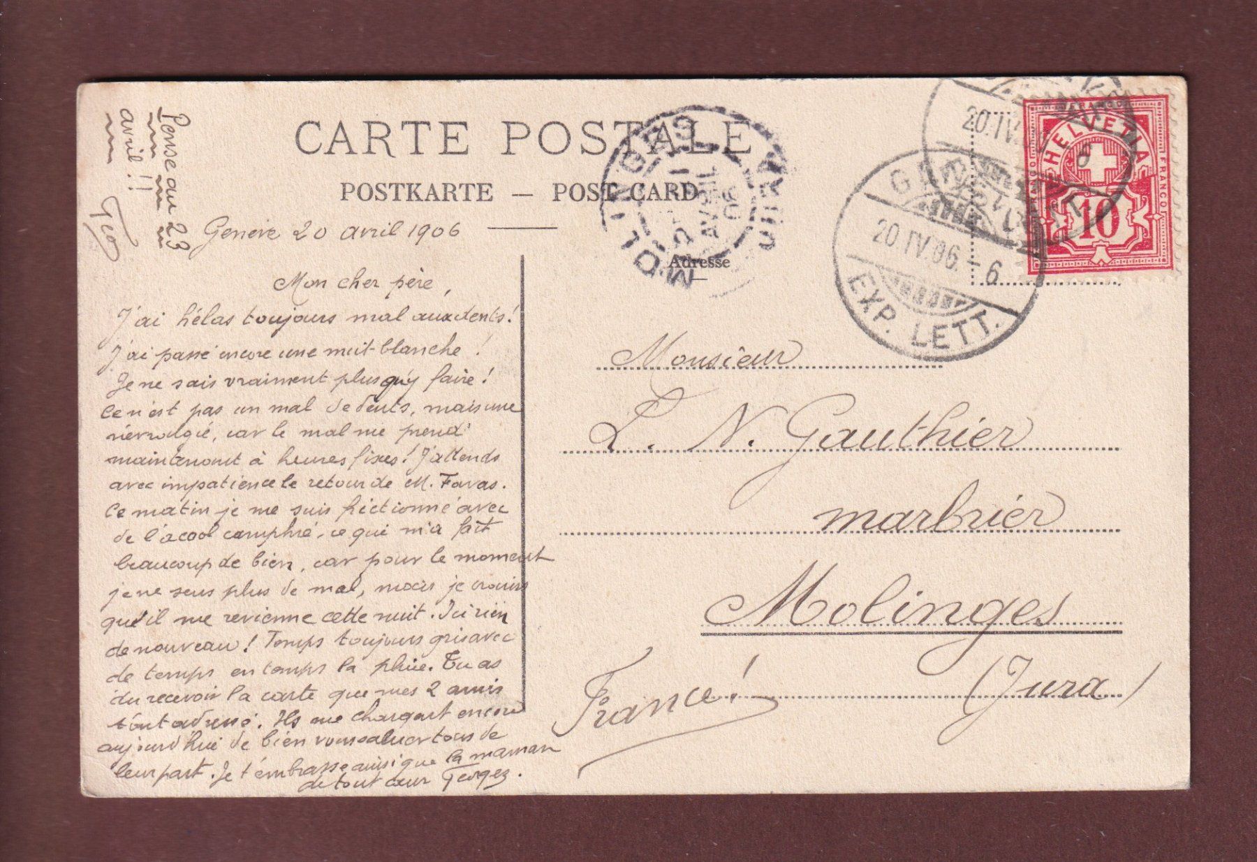 Cartoline postali: NEUCHÂTEL - Vue partielle - 1906 – Usato da Pully venduto da nicecards 1