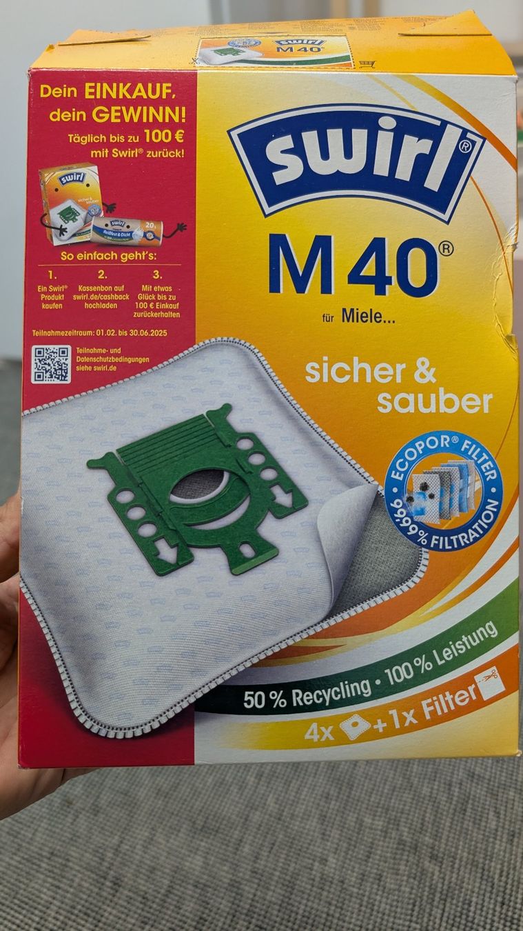 Altro per la casa: Swirl M40 Staubsaugerbeutel, 4 Stk. + Filter, Miele – Nuovo (secondo la descrizione) da Wetzikon ZH venduto da tho_my6v