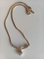 Collier Herz mit Zirkonia goldfarben guter Zustand