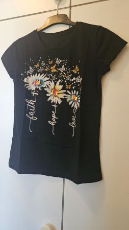 T-shirt nera misto cotone tg.L/XL fantasia