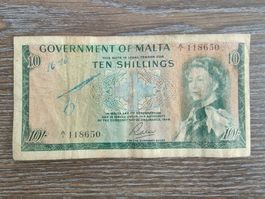 Malta 10 Shillings 1963 - RAR
