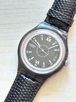 Swatch Automatik Uhr schwarzes Lederarmband guter Zustand